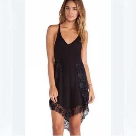 Free People Lightweight Loose Fit Eyelash Black Slip dress coverup Size Small S - Picture 1 of 11
